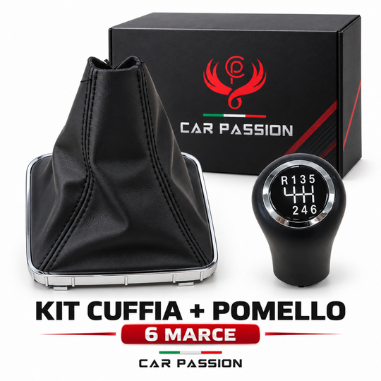 Cuffia Cambio + Pomello per Opel Zafira B 2005-2014 6 marce con Ghiera Cromata e Agganci