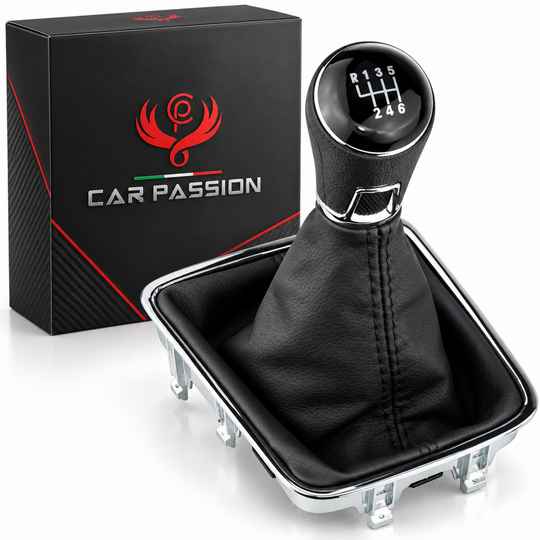 Cuffia Cambio + Pomello per Volkswagen Tiguan (5n) 2007-2016 con Ghiera Cromata e Agganci