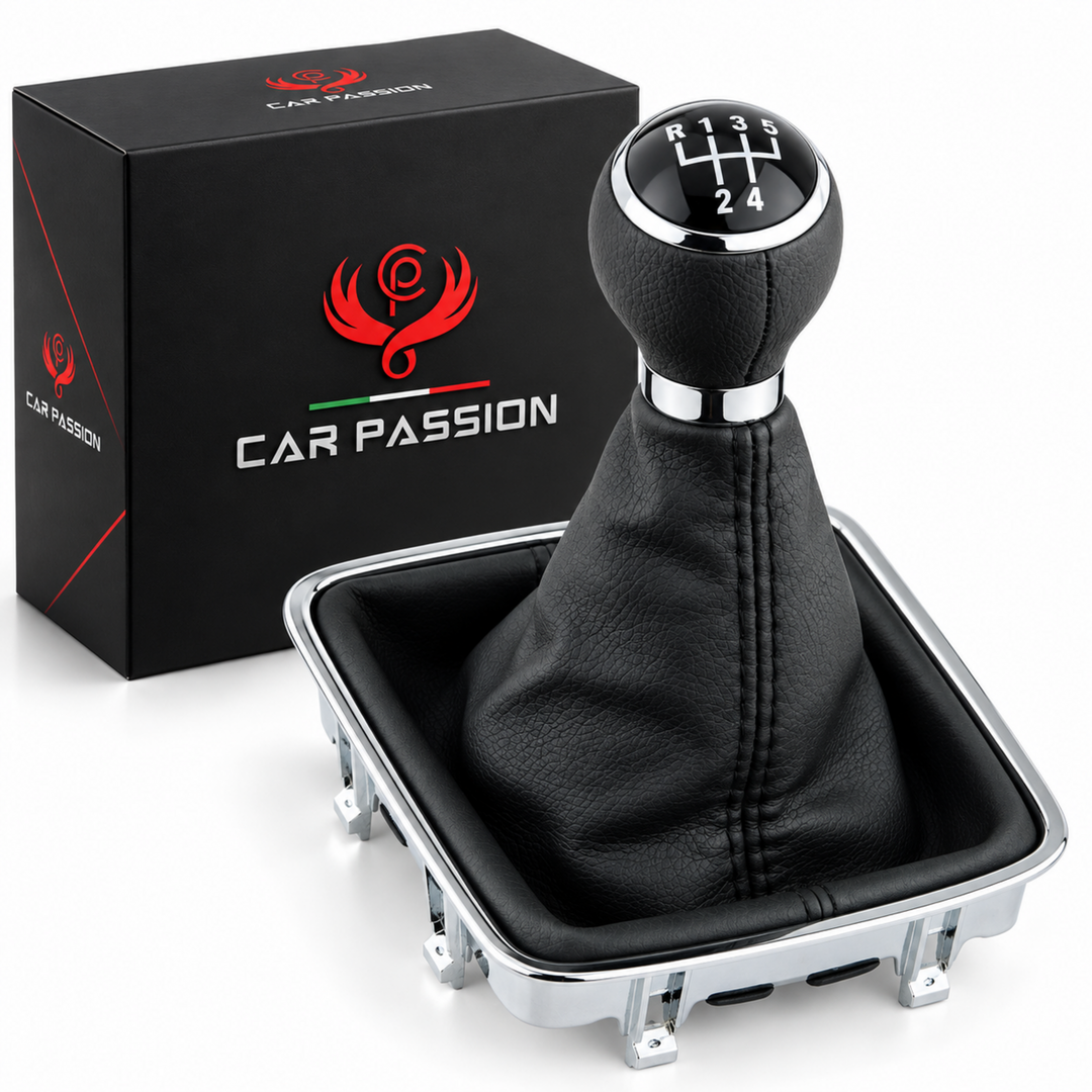 Cuffia Cambio + Pomello per Volkswagen Tiguan (5n) 2007-2016 con Ghiera Cromata e Agganci