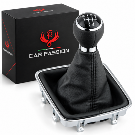 Cuffia Cambio + Pomello per Volkswagen Tiguan (5n) 2007-2016 con Ghiera Cromata e Agganci