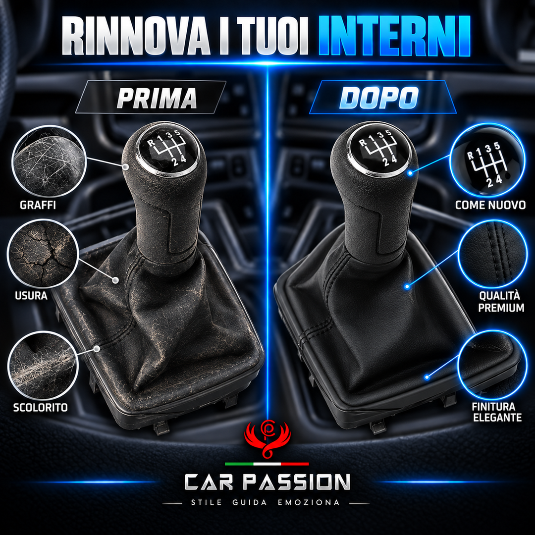 Cuffia + Pomello per Volkswagen Polo 4 Serie 2002-2009 5 marce ricambio leva cambio