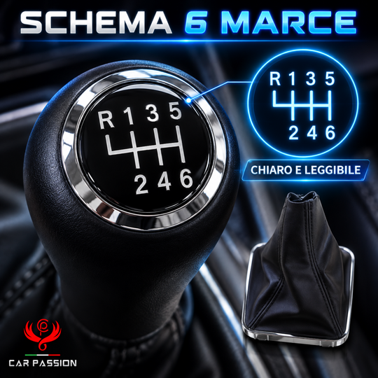 Cuffia Cambio + Pomello per Opel Zafira B 2005-2014 6 marce con Ghiera Cromata e Agganci
