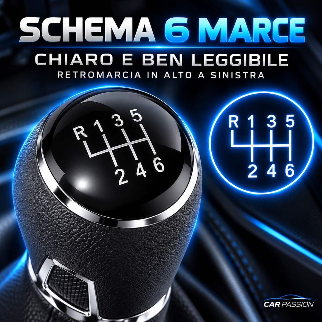 Cuffia Leva Cambio + Pomello per Volkswagen Passat B7 6 Marce con Ghiera Cromata