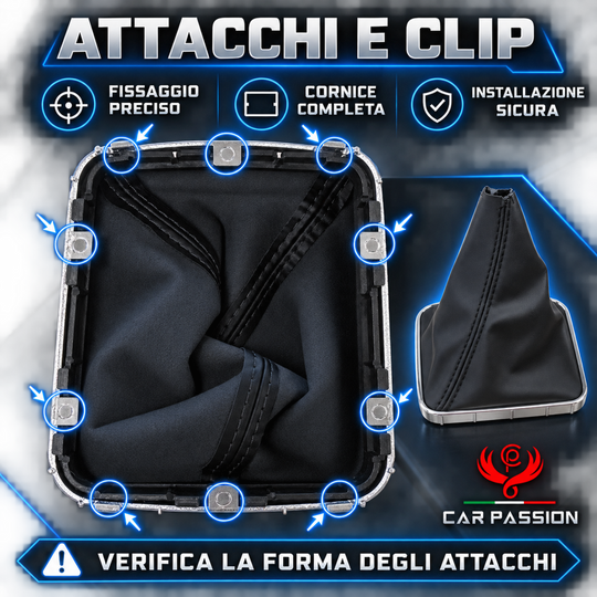 Cuffia Cambio per Opel Zafira B 2005-2014 con Ghiera Cromata e Agganci