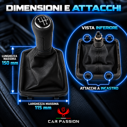 Cuffia + Pomello per Volkswagen Polo 4 Serie 2002-2009 5 marce ricambio leva cambio