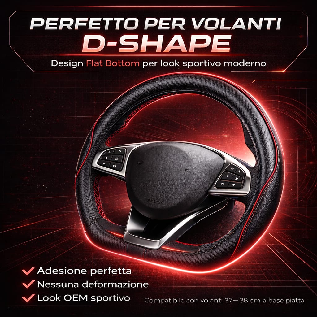 Coprivolante Per Auto Copristerzo D Shape in Pelle Microfibra Sportivo 5 colori