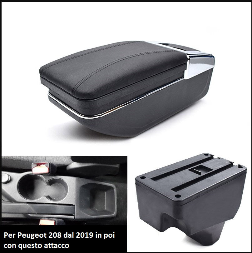 Bracciolo PEUGEOT 208 dal 2020 in poi in ecopelle nero