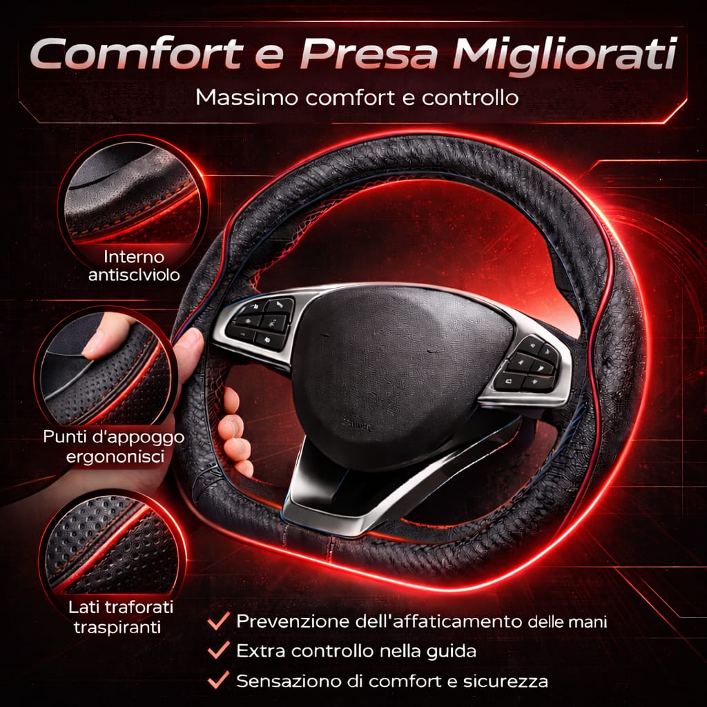 Coprivolante Per Auto Copristerzo D Shape in Pelle Microfibra Sportivo 5 colori