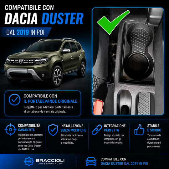 Bracciolo DACIA DUSTER 2018-2024 Poggiabraccio in ecopelle nero