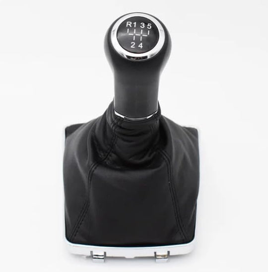 Cuffia Leva Cambio Manuale + Pomello + Anello Ghiera di Ritenzione Compatibile con Opel Astra H 2004-2010 5 Marce Set Completo Ricambio Auto