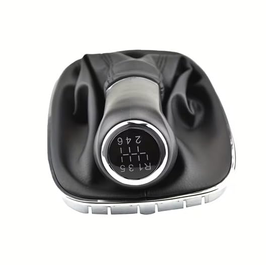Cuffia Leva Cambio Manuale + Pomello + Ghiera Telaio Cromato Cuciture NereCompatibile con Opel Corsa D 6 Marce Set Completo Ricambio Auto