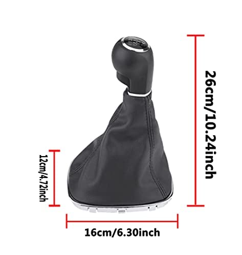 Cuffia Leva Cambio Manuale + Pomello + Ghiera Telaio Cromato Compatibile con Opel Corsa D Cuciture Nere 5 Marce Set Completo Ricambio Auto