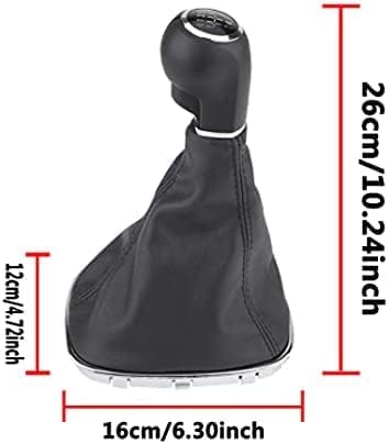 Cuffia Leva Cambio Manuale + Pomello + Ghiera Telaio Cromato Cuciture NereCompatibile con Opel Corsa D 6 Marce Set Completo Ricambio Auto