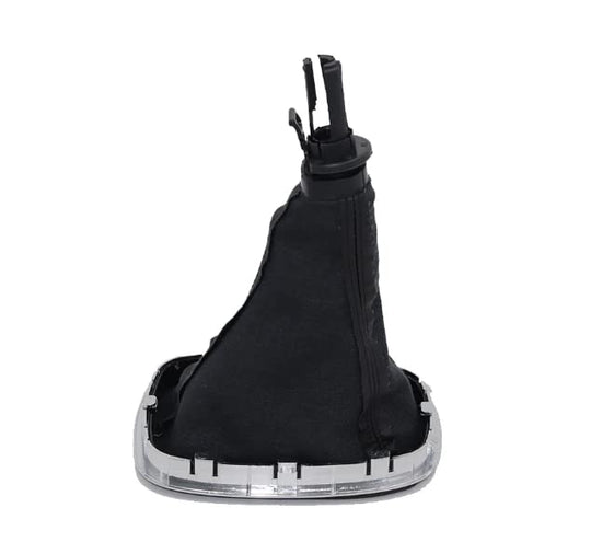 Cuffia Leva Cambio Manuale + Pomello + Ghiera Telaio Cromato Cuciture NereCompatibile con Opel Corsa D 6 Marce Set Completo Ricambio Auto