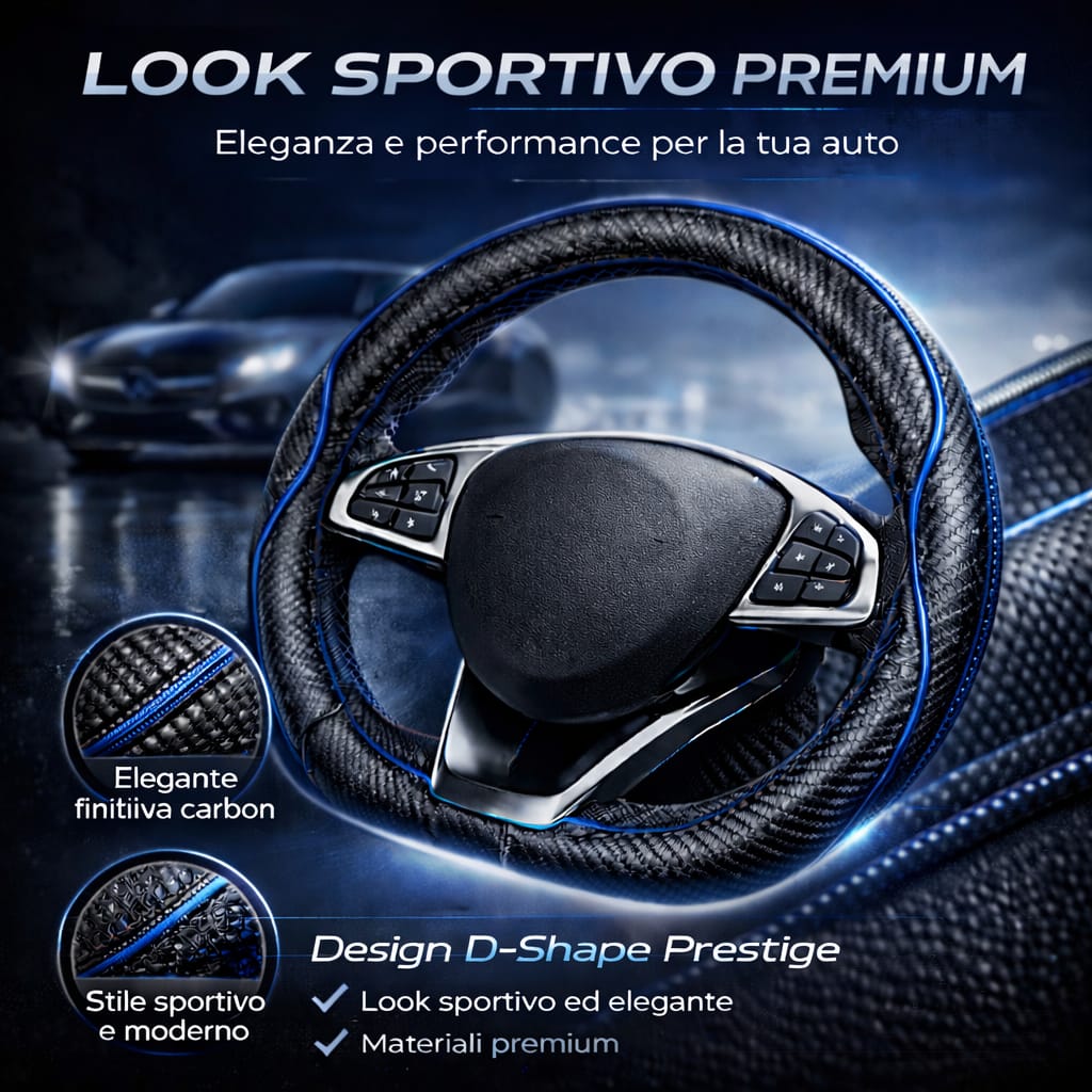 Coprivolante Per Auto Copristerzo D Shape in Pelle Microfibra Sportivo 5 colori