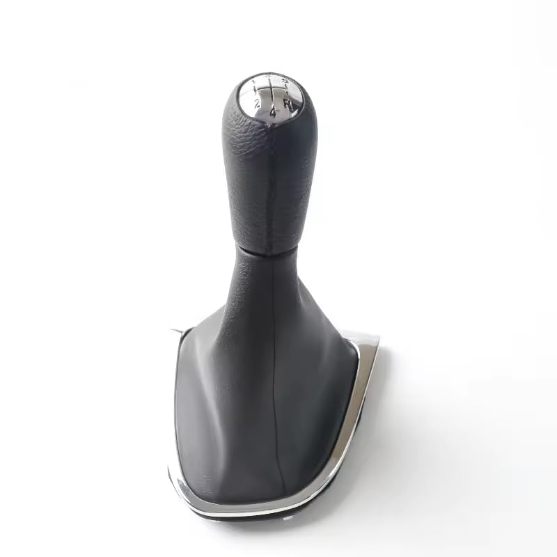 Cuffia Leva Cambio + Pomello + Ghiera Cromata Compatibile con Renault Clio 4 2012-2019 Set Completo Ricambio Auto (5 Marce)