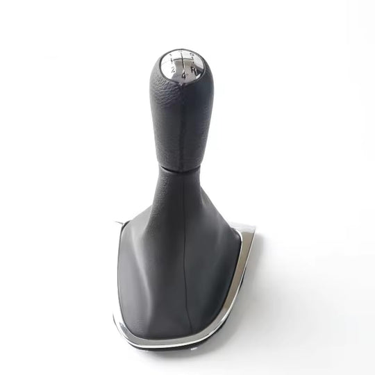 Cuffia Leva Cambio + Pomello + Ghiera Cromata Compatibile con Renault Clio 4 2012-2019 Set Completo Ricambio Auto (5 Marce)