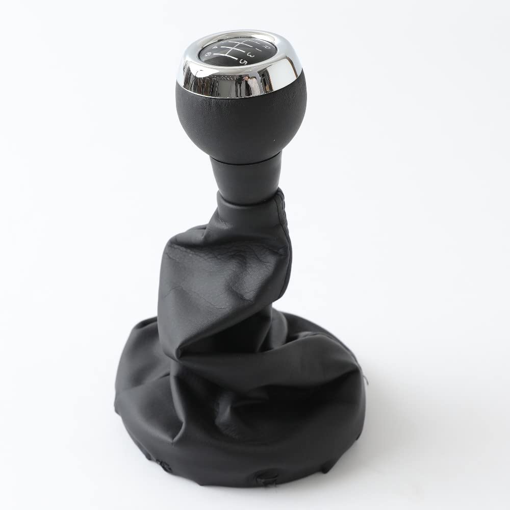 Cuffia Leva Cambio Manuale + Pomello + Ghiera Telaio Compatibile con Mini Cooper R55 R56 R57 R58 R59 R60 R61 Cuciture Nere 6 Marce Set Completo Ricambio Auto