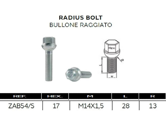 Bulloni Ruota Fissaggio Cerchi In Lega e In Ferro 20pz Acciaio Inox HEX 17 M14x1,5 R13 compatibili con VOLKSWAGEN golf, golf sw, scirocco, polo, fox, new beetle T-ROC T-CROSS Audi Seat Skoda - immagine 2