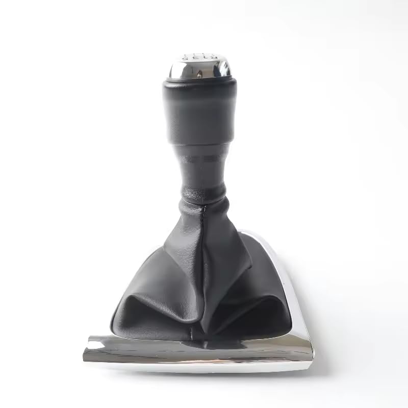 Cuffia Leva Cambio Manuale + Pomello + Ghiera Cromata Compatibile con Renault Clio 4 2012-2019 Set Completo Ricambio Auto (6 Marce)