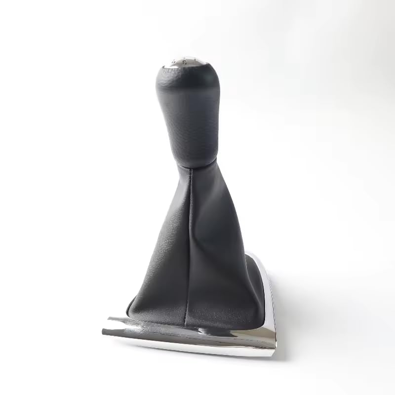 Cuffia Leva Cambio + Pomello + Ghiera Cromata Compatibile con Renault Clio 4 2012-2019 Set Completo Ricambio Auto (5 Marce)