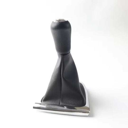 Cuffia Leva Cambio + Pomello + Ghiera Cromata Compatibile con Renault Clio 4 2012-2019 Set Completo Ricambio Auto (5 Marce)