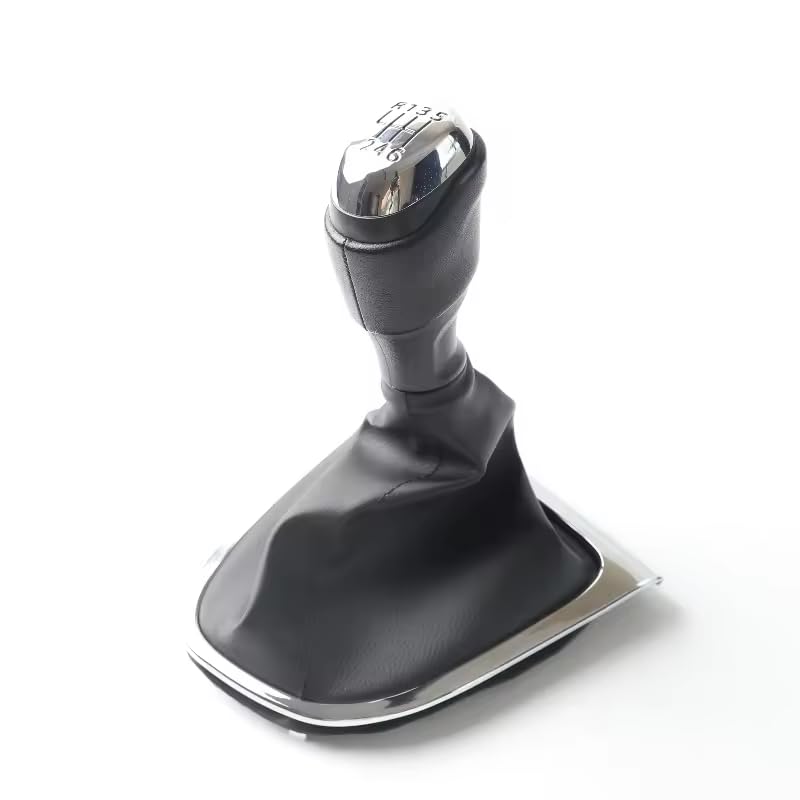 Cuffia Leva Cambio Manuale + Pomello + Ghiera Cromata Compatibile con Renault Clio 4 2012-2019 Set Completo Ricambio Auto (6 Marce)