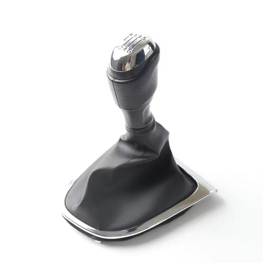Cuffia Leva Cambio Manuale + Pomello + Ghiera Cromata Compatibile con Renault Clio 4 2012-2019 Set Completo Ricambio Auto (6 Marce)