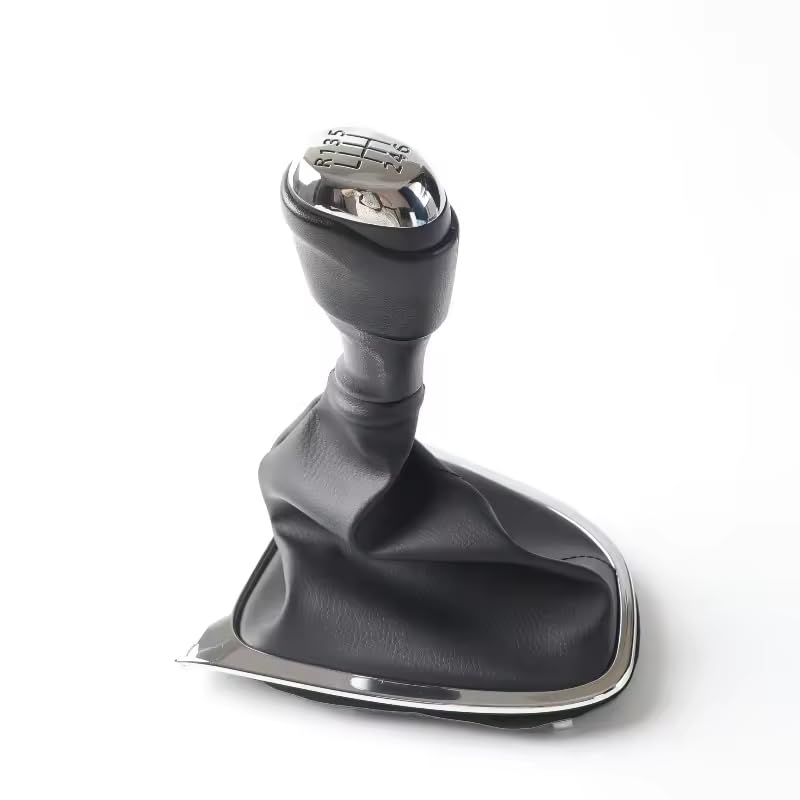 Cuffia Leva Cambio Manuale + Pomello + Ghiera Cromata Compatibile con Renault Clio 4 2012-2019 Set Completo Ricambio Auto (6 Marce)