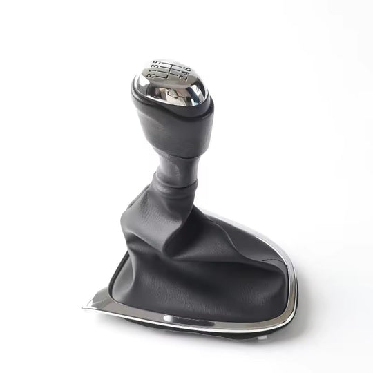 Cuffia Leva Cambio Manuale + Pomello + Ghiera Cromata Compatibile con Renault Clio 4 2012-2019 Set Completo Ricambio Auto (6 Marce)