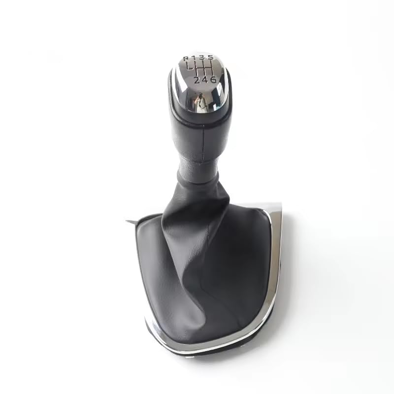 Cuffia Leva Cambio Manuale + Pomello + Ghiera Cromata Compatibile con Renault Clio 4 2012-2019 Set Completo Ricambio Auto (6 Marce)