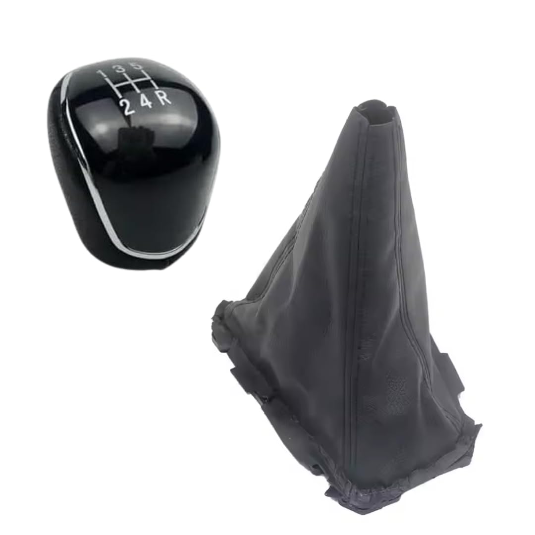 Cuffia Leva Cambio Manuale + Pomello Compatibile con Ford Focus MK3 2012-2016 Cambio Manuale Set Completo Ricambio Auto (5 Marce)