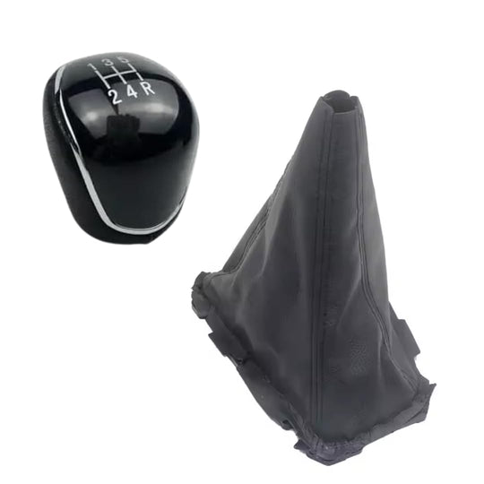 Cuffia Leva Cambio Manuale + Pomello Compatibile con Ford Focus MK3 2012-2016 Cambio Manuale Set Completo Ricambio Auto (5 Marce)