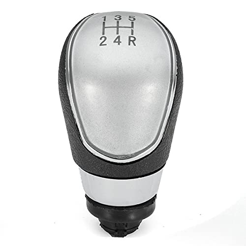 Pomello Leva Cambio Completo Compatibile con Fiesta MK7 Focus MK2 MK3 C-Max B-Max S-Max Kuga Galaxy MK3 5 Marce Ricambio Impugnatura Lente Grigio Argento