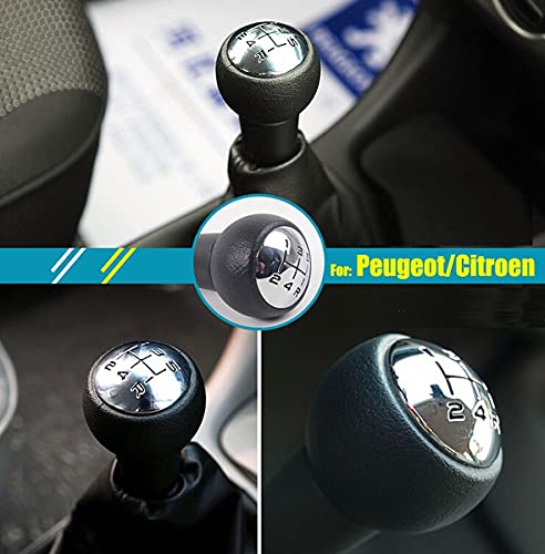 Pomello Leva Cambio Compatibile con Peugeot 106 107 205 206 207 306 307 308 406 407 / Citroen C2 C3 C4 Saxo Picasso Berlingo GTI Xsara 5 Marce Cambio Manuale Ricambio Auto