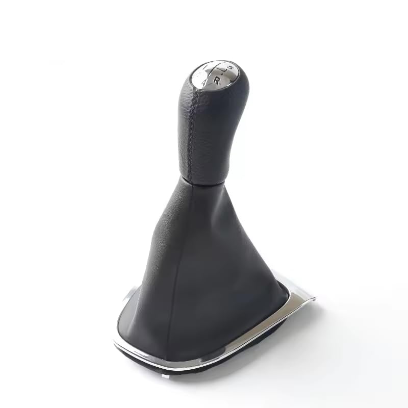 Cuffia Leva Cambio + Pomello + Ghiera Cromata Compatibile con Renault Clio 4 2012-2019 Set Completo Ricambio Auto (5 Marce)