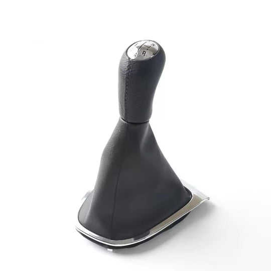 Cuffia Leva Cambio + Pomello + Ghiera Cromata Compatibile con Renault Clio 4 2012-2019 Set Completo Ricambio Auto (5 Marce)