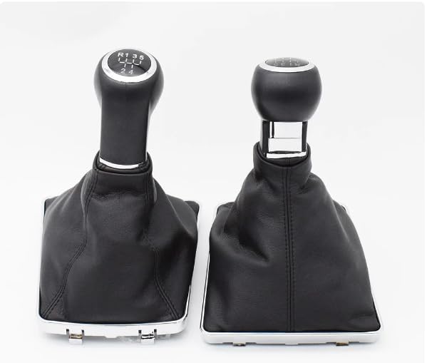 Cuffia Leva Cambio Manuale + Pomello + Anello Ghiera di Ritenzione Compatibile con Opel Astra H 2004-2010 5 Marce Set Completo Ricambio Auto