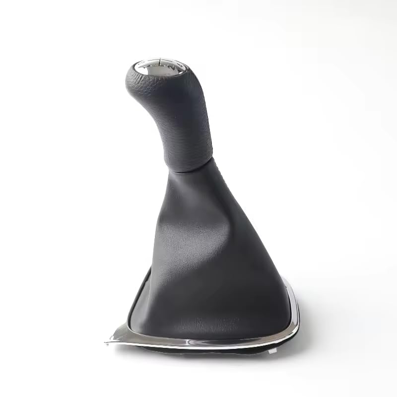 Cuffia Leva Cambio + Pomello + Ghiera Cromata Compatibile con Renault Clio 4 2012-2019 Set Completo Ricambio Auto (5 Marce)