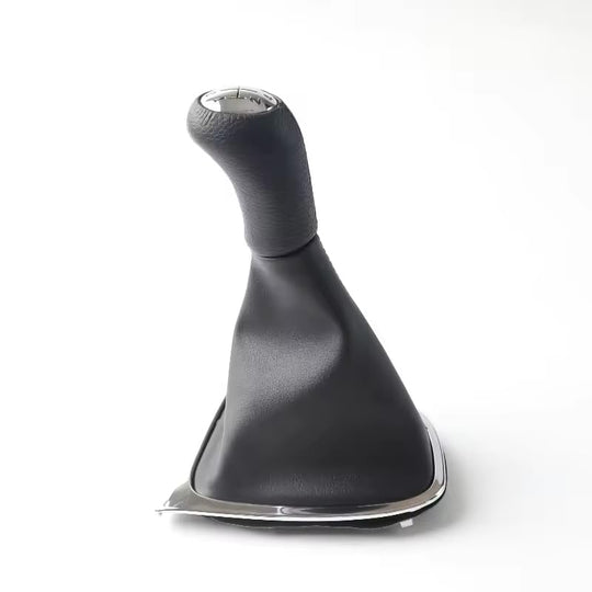 Cuffia Leva Cambio + Pomello + Ghiera Cromata Compatibile con Renault Clio 4 2012-2019 Set Completo Ricambio Auto (5 Marce)
