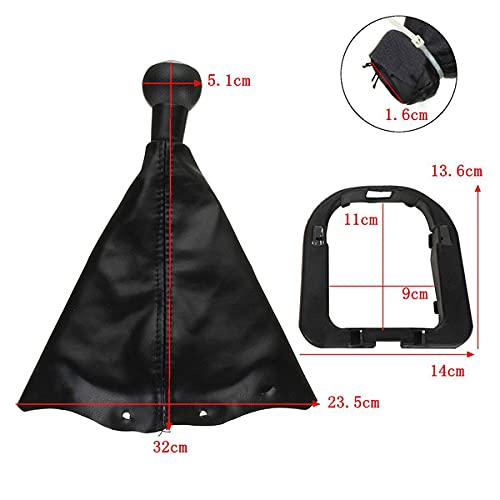 Cuffia Leva Cambio Manuale + Pomello + Ghiera Telaio Cromato Compatibile con 307 308 607 608 - C3 C5 Cuciture Nere 5 Marce Set Completo Ricambio Auto