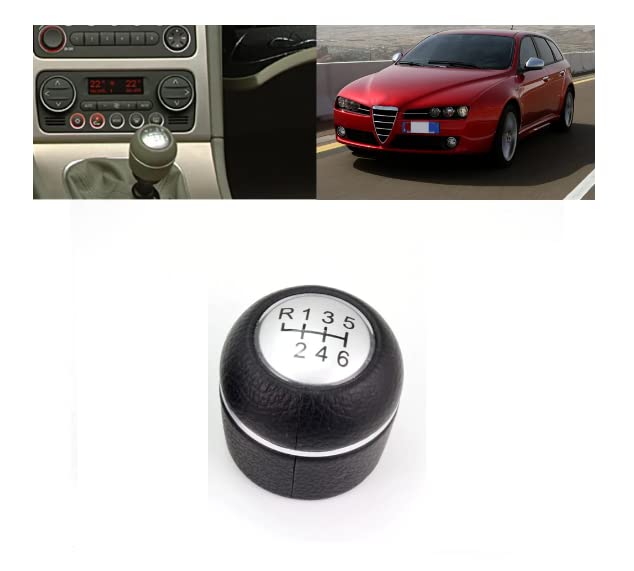 Pomello Leva Cambio Completo Compatibile con Alfa Romeo 159 Brera 6 Marce Ricambio Impugnatura Lente