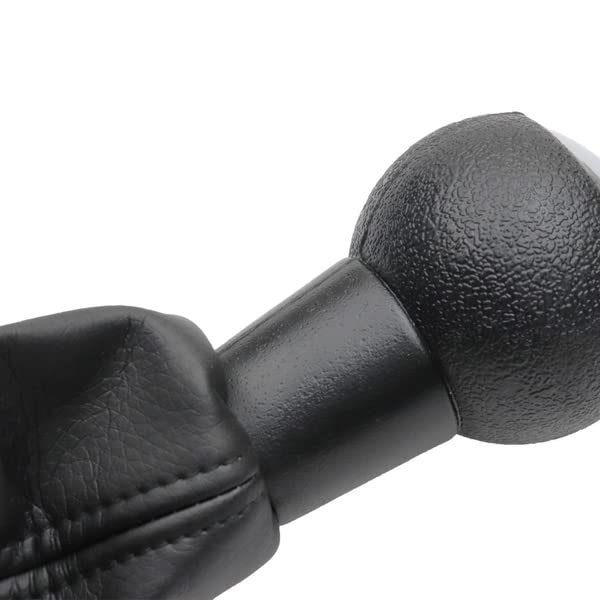 Cuffia Leva Cambio Manuale + Pomello + Ghiera Telaio Cromato Compatibile con 307 308 607 608 - C3 C5 Cuciture Nere 5 Marce Set Completo Ricambio Auto