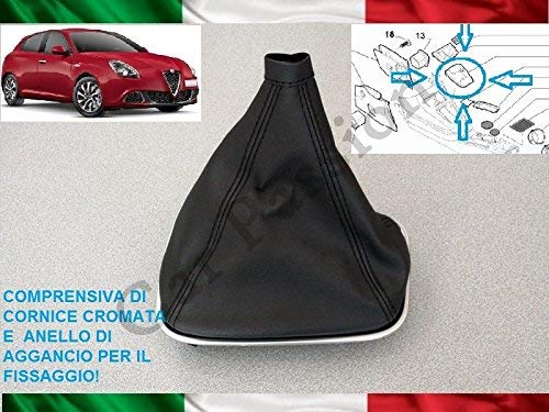 Cuffia Cambio in Pelle Nera Originale con Agganci Compatibile con Alfa Romeo Giulietta