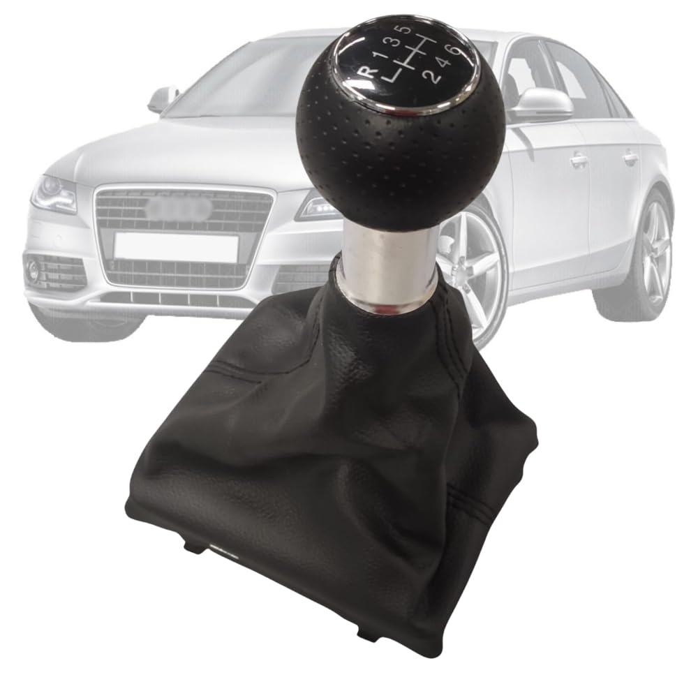 Cuffia Leva Cambio Manuale + Pomello Compatibile con Audi A4 B8 2008-2015 6 Marce Cambio Manuale Set Completo Ricambio Auto