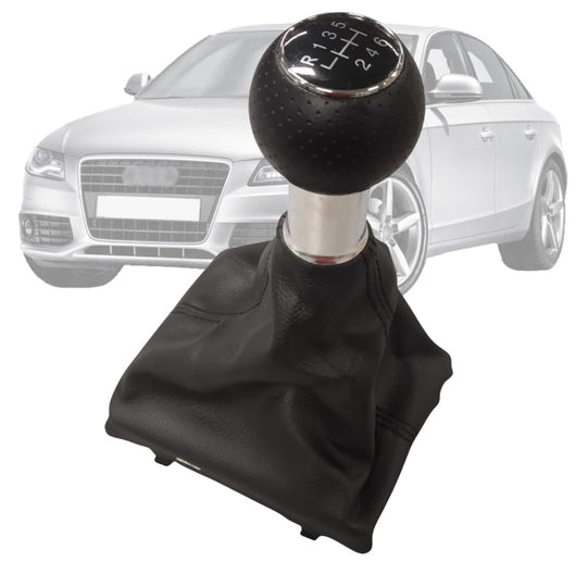 Cuffia Leva Cambio Manuale + Pomello Compatibile con Audi A4 B8 2008-2015 6 Marce Cambio Manuale Set Completo Ricambio Auto