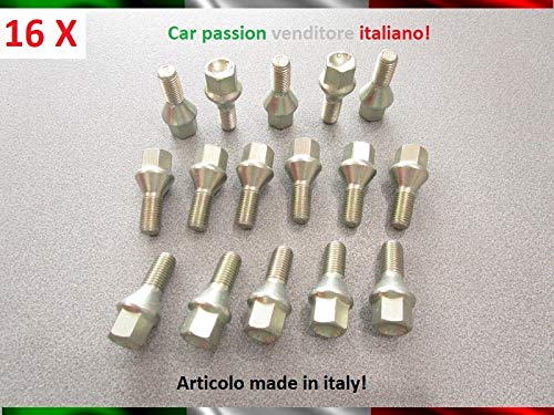 Kit 16 bulloni ruota COMPATIBILE CON Peugeot 107 108 dal 2014 ruote cerchi in acciaio Farad - immagine 2