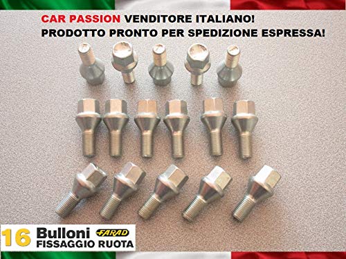 Kit 16 bulloni ruota COMPATIBILE CON Fiat 500 500 L Living Trekking ruote cerchi in acciaio e in lega Farad - immagine 2
