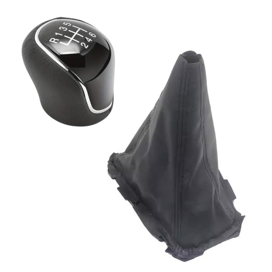 Cuffia Leva Cambio Manuale + Pomello Compatibile con Ford Focus MK3 2012-2016 Cambio Manuale Set Completo Ricambio Auto (6 marce)