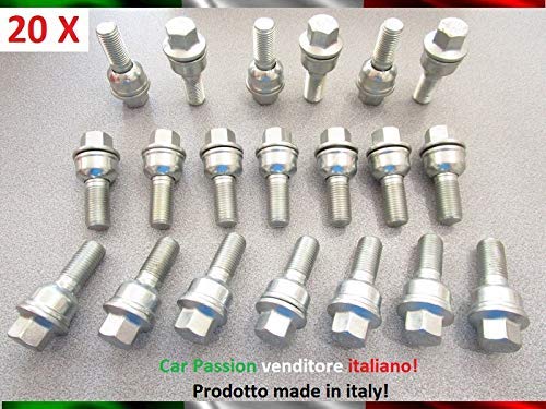 Kit 20 Bulloni Ruota compatibili con AUDI Q3 Q5 fissaggio ruote Cerchi In Lega Farad MADE IN ITALY - immagine 2
